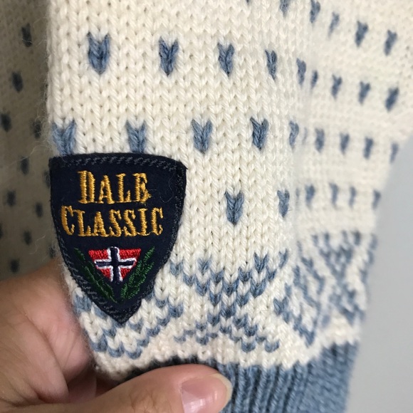 Dale Of Norway Wool Cardigan Sweater-Blue Ivory-XS - Picture 7 of 11